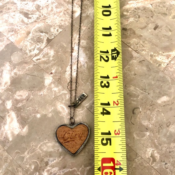 Obey necklace wooden heart - Picture 2 of 5
